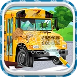 school bus car wash android application logo